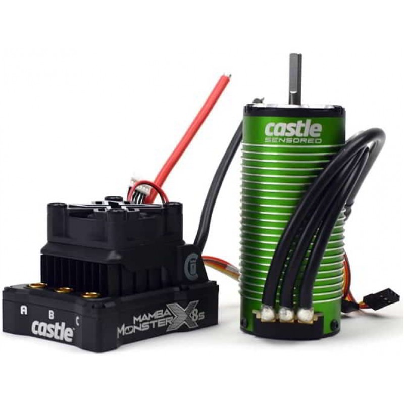 Castle Creations Monster X 8S ESC and 1520 Sensored Motor CSE010-0165-04 for high performance RC vehicles